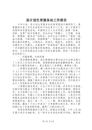县计划生育服务站工作报告