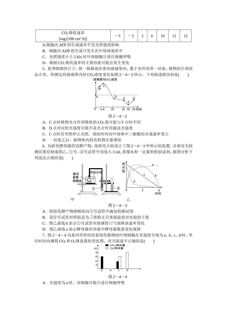 专题四　细胞呼吸和光合作用_第2页
