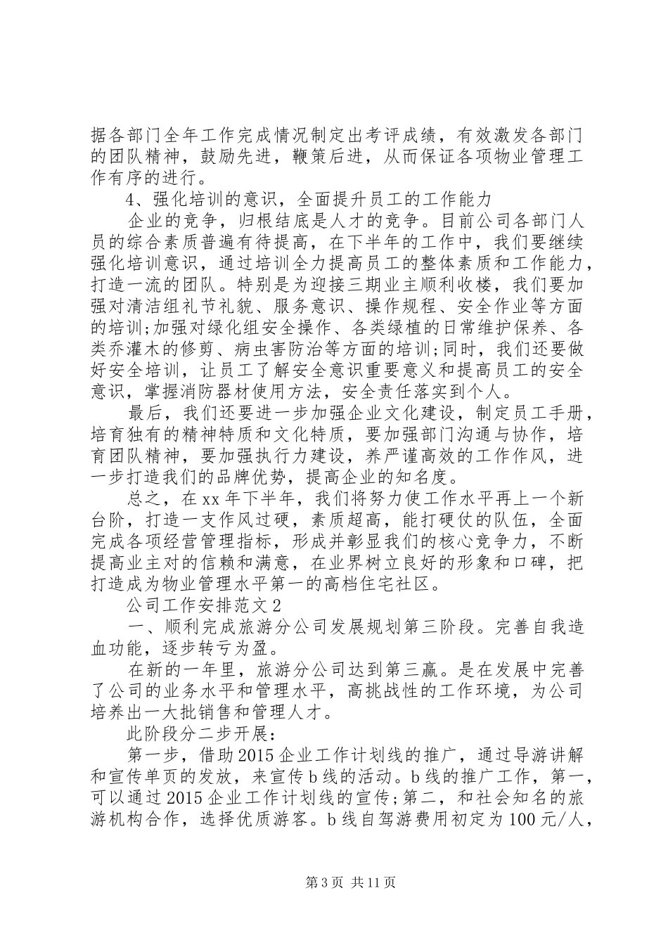 公司工作安排范文_第3页