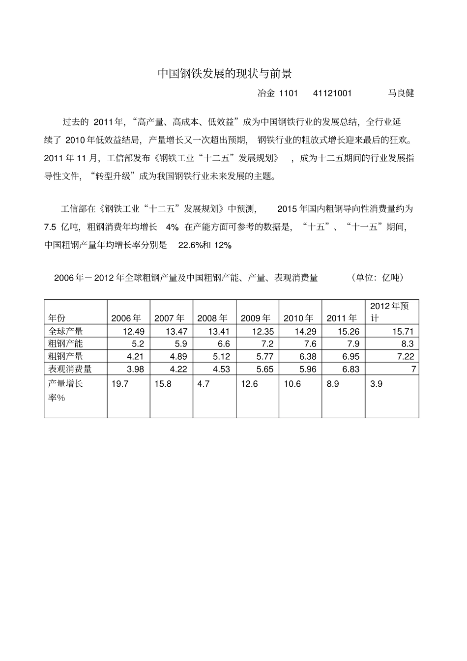 中国钢铁业现状及未来发展趋势_第1页