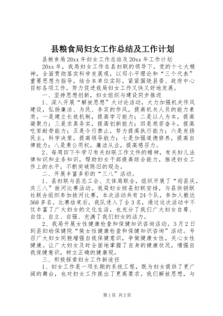 县粮食局妇女工作总结及工作计划