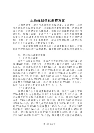 土地规划指标调整方案