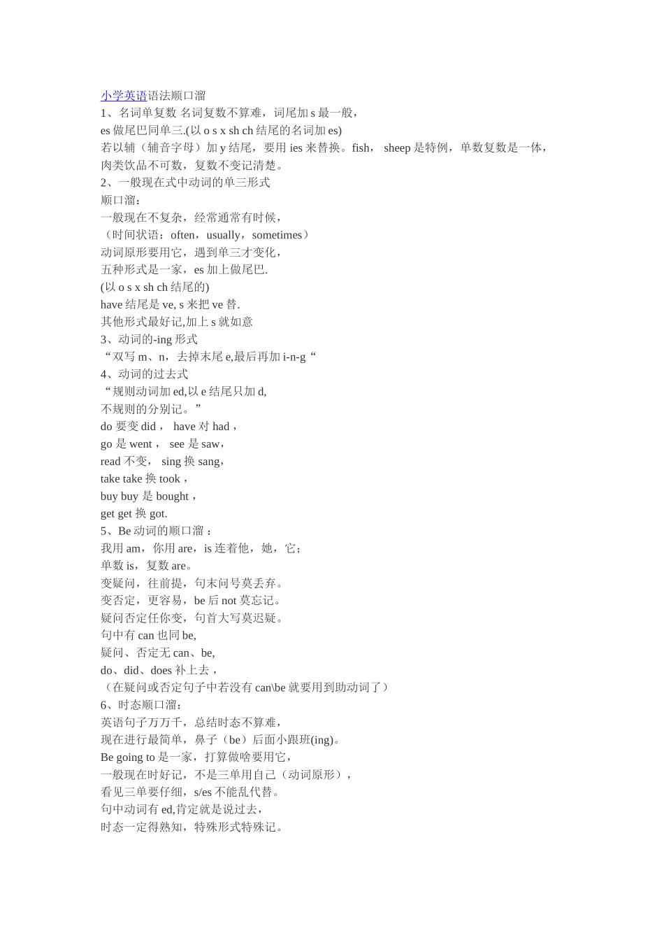 小学英语语法顺口溜_第1页