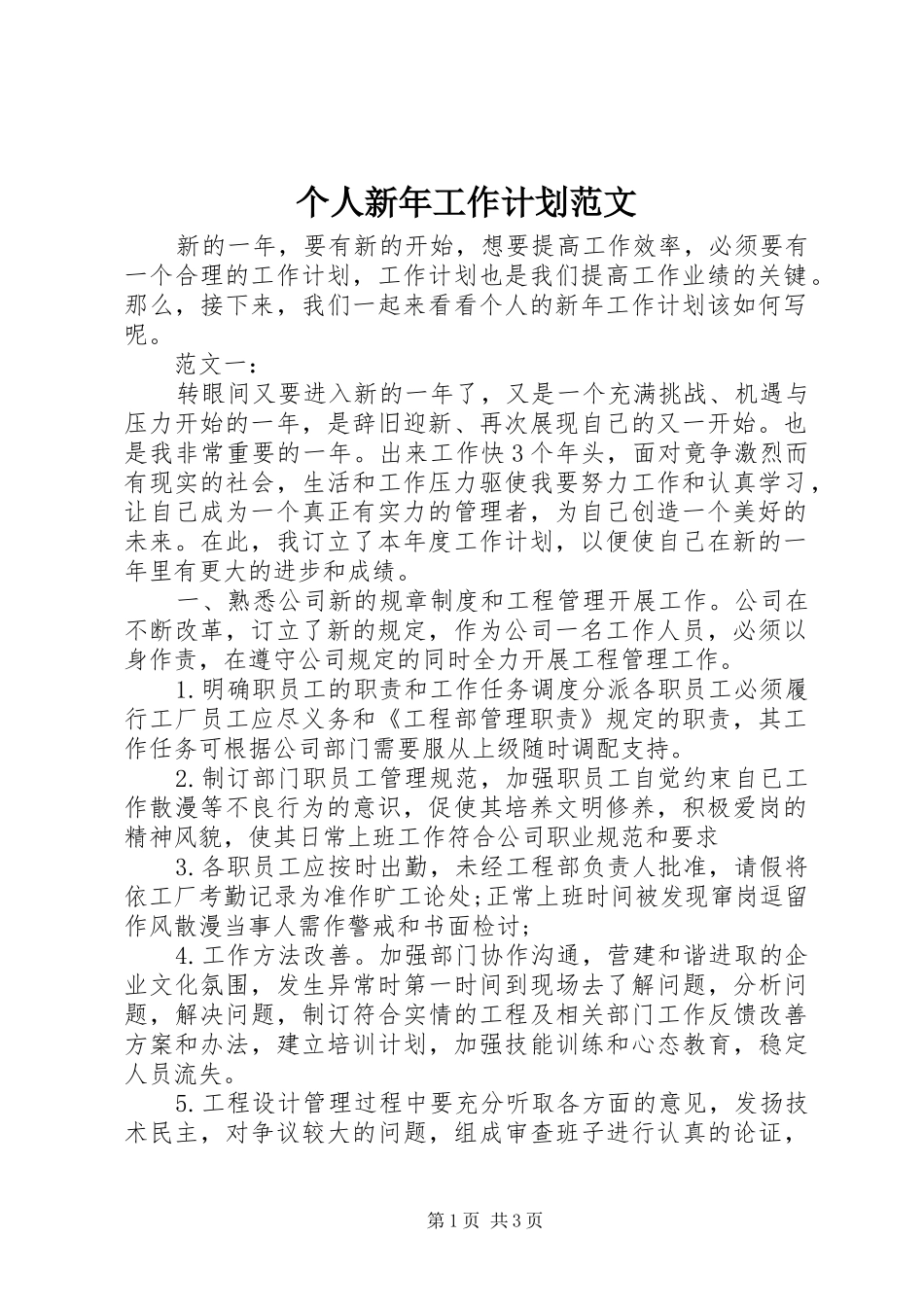 个人新年工作计划范文_第1页