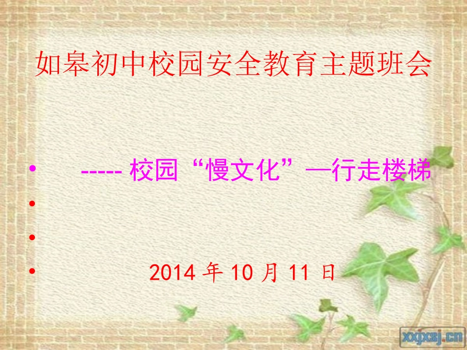 “慢文化”安全主题班会课件1_第1页