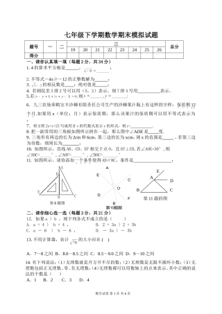 七年级下期末模拟试卷