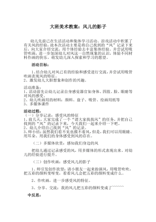 大班美术教案（风的影子）