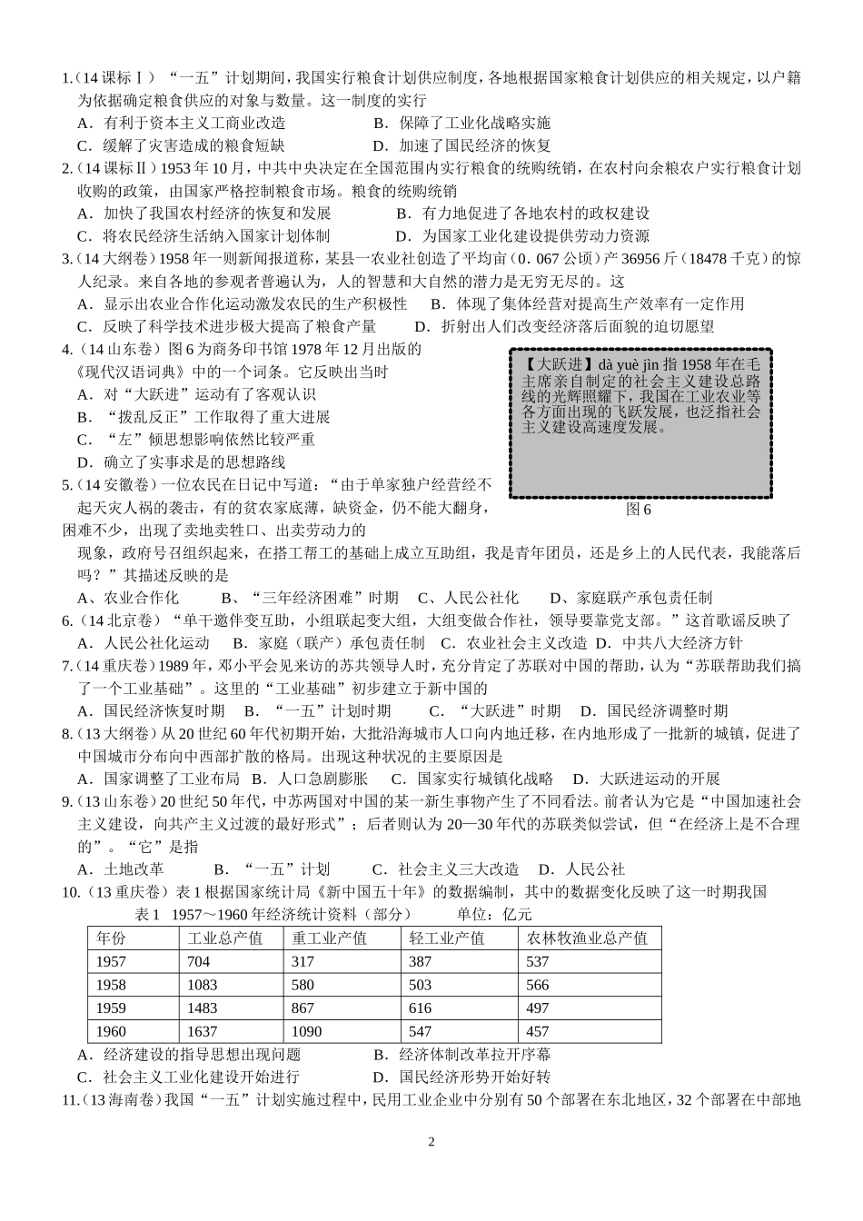 专题十六中国社会主义现代化建设的曲折探索(生）_第2页