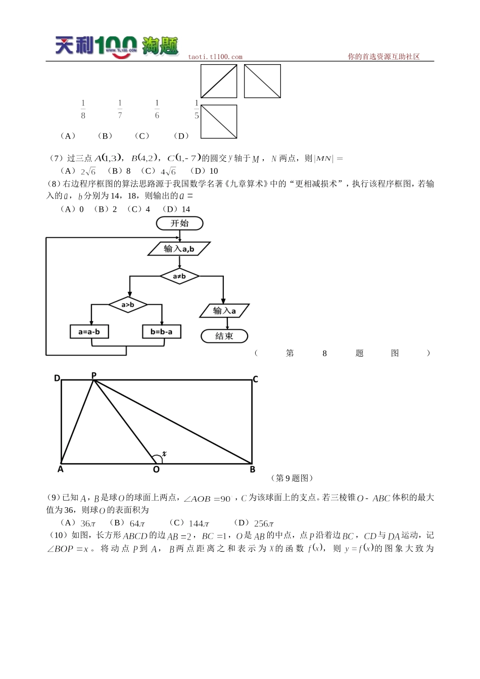 2015普通高等学校全国招生统一考试（全国II卷)数学理试题（有答案）_第2页