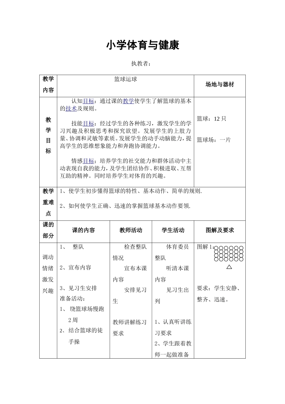 小学篮球运球教案 (2)_第1页