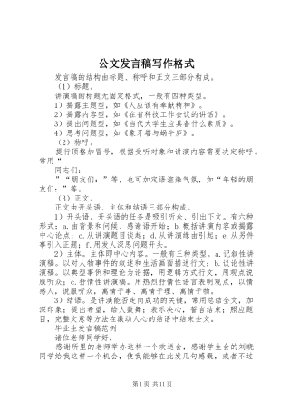 公文发言稿写作格式