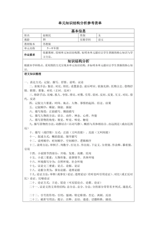 单元知识结构分析参考表221