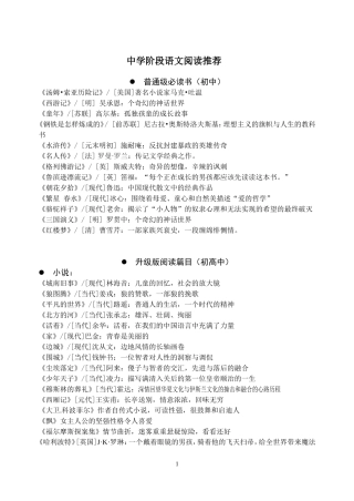中学语文拓展阅读推荐（舒）