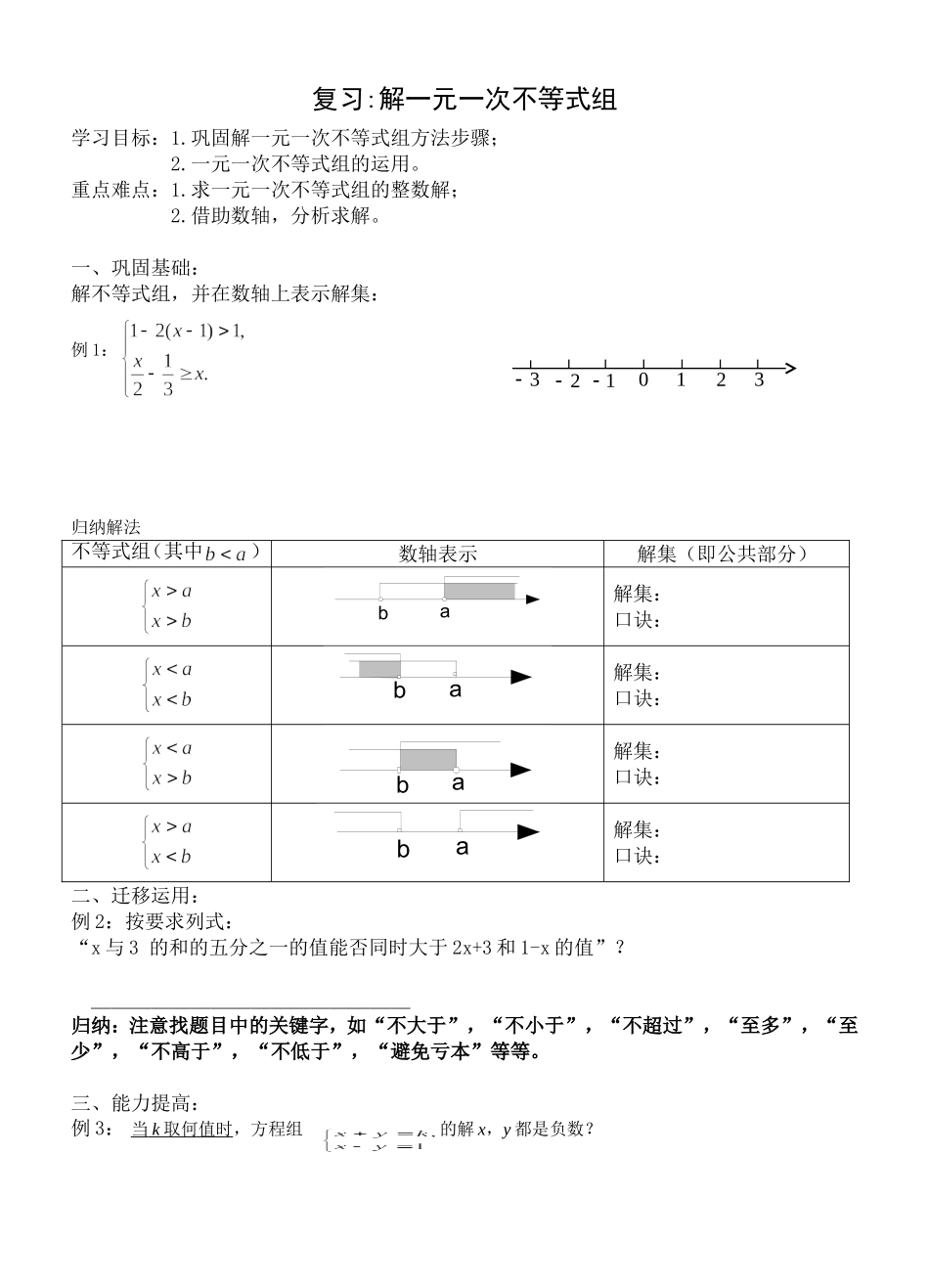修改--公开课--复习：解一元一次不等式组_第1页