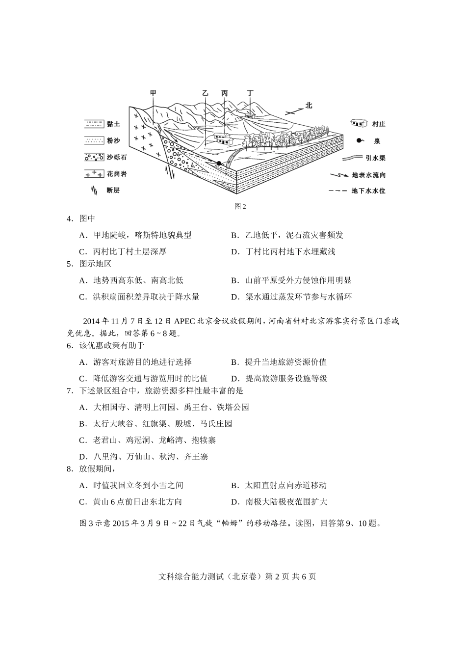 2015高考地理(北京卷)_第2页