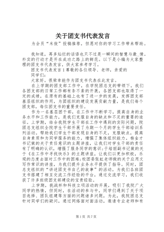 关于团支书代表发言