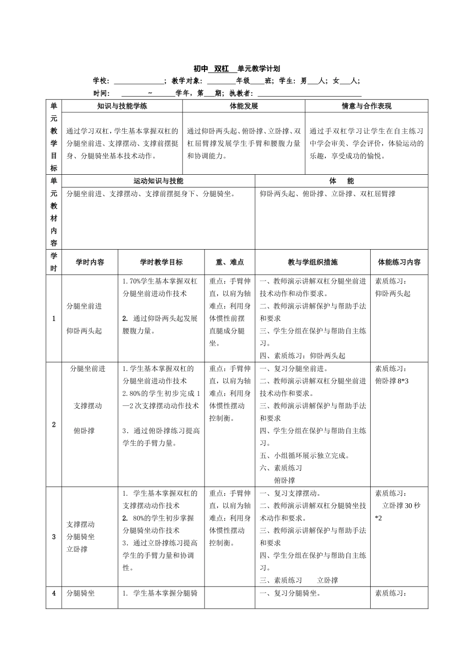双杠教学重点难点的教学设计_第1页