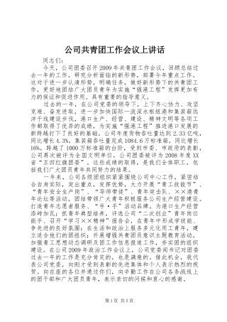 公司共青团工作会议上讲话