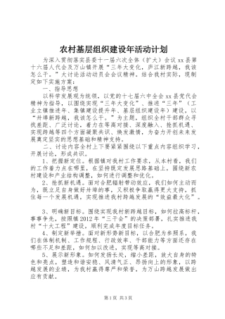 农村基层组织建设年活动计划