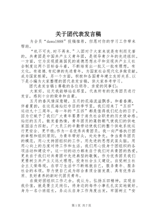 关于团代表发言稿
