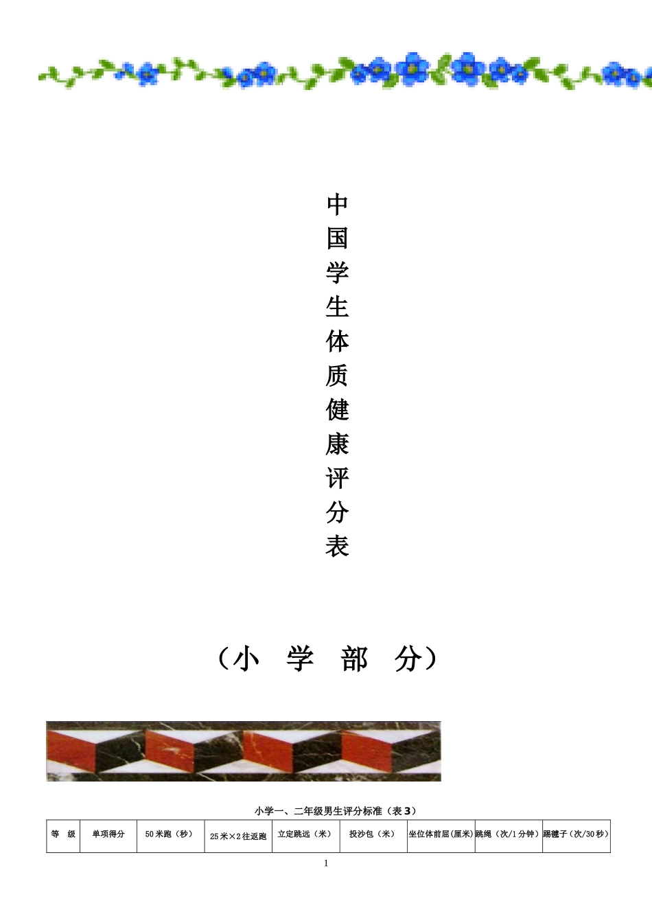 《国家小学生体质健康标准》评分表_第1页