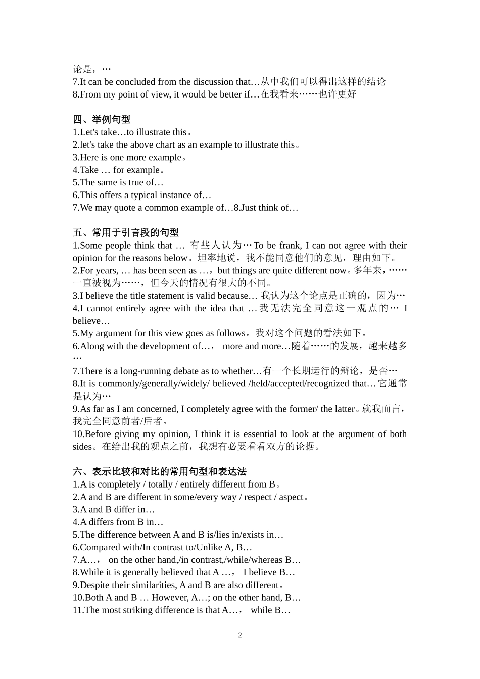 2015中考英语作文万能句型_第2页