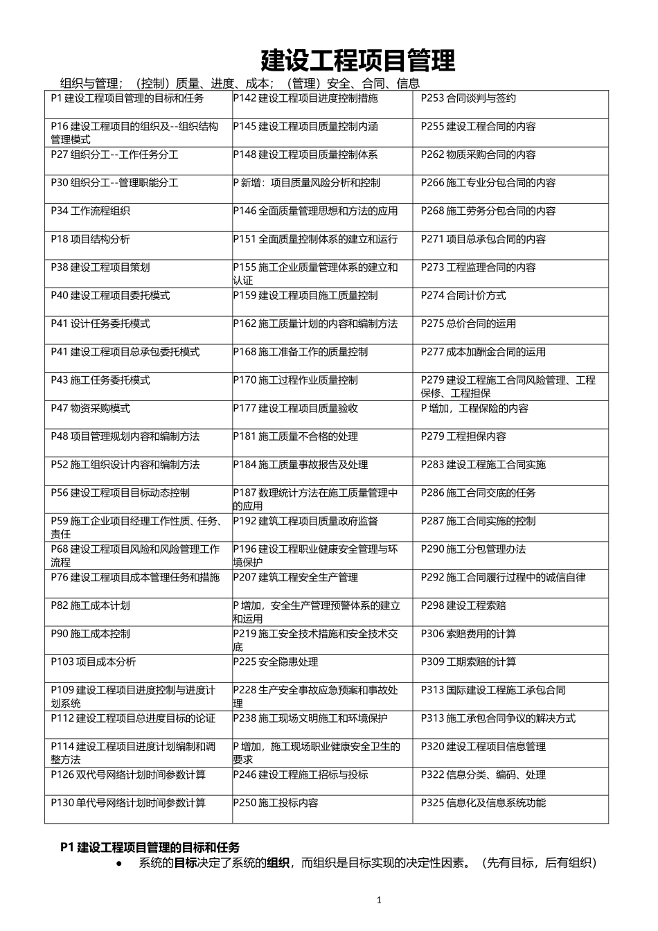 2016年一级建造师建设工程项目管理重点笔记资料_第1页