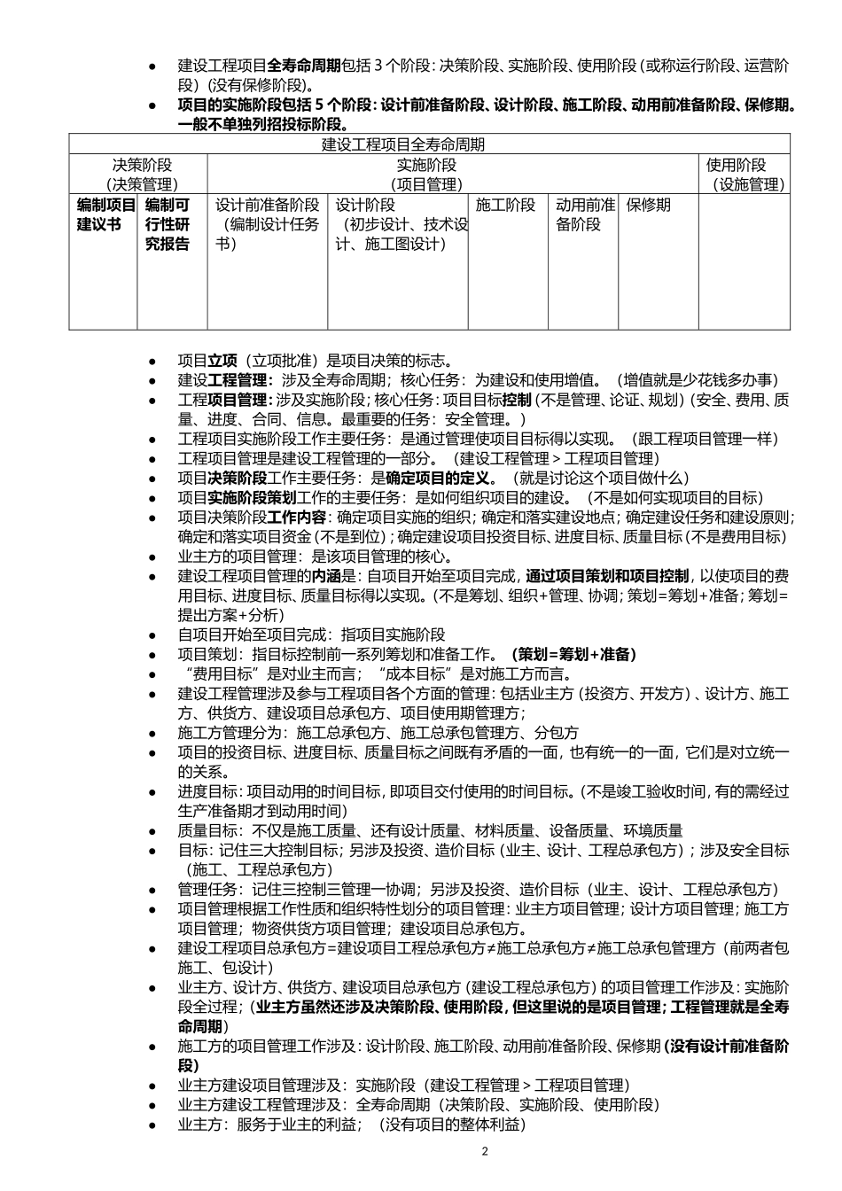 2016年一级建造师建设工程项目管理重点笔记资料_第2页