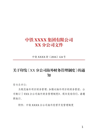 《XX分公司海外财务管理制度》