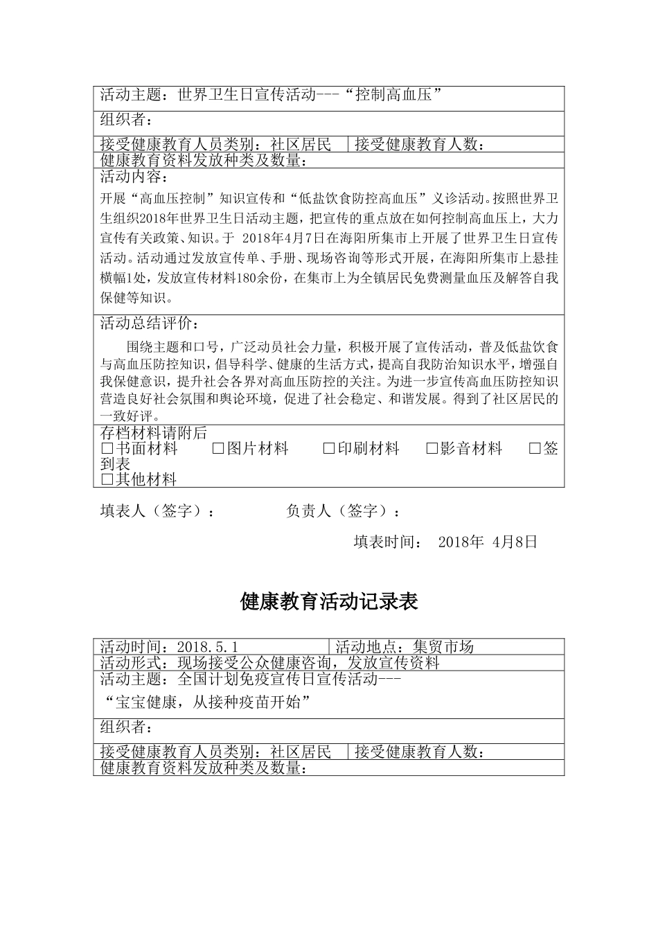 2018健康教育活动记录表 (2)_第2页