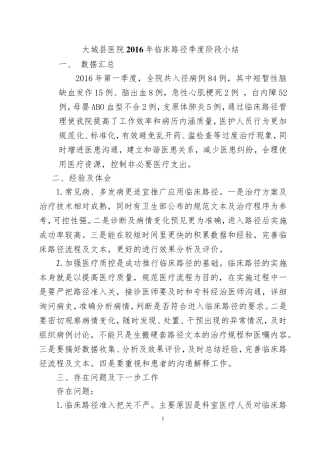 2016临床路径季度总结