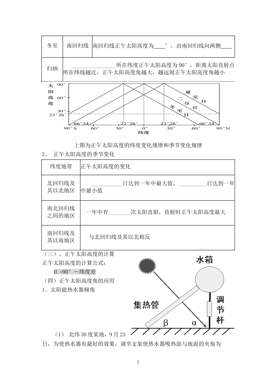 《正午太阳高度的变化》练习_第2页