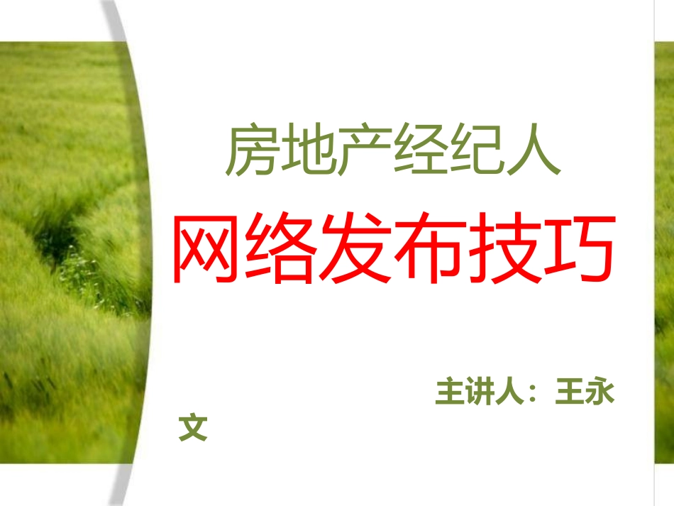 【王永文】房地产经纪人二手房网络发布技巧_第1页