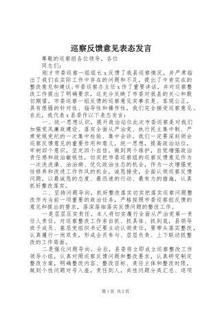 巡察反馈意见表态发言