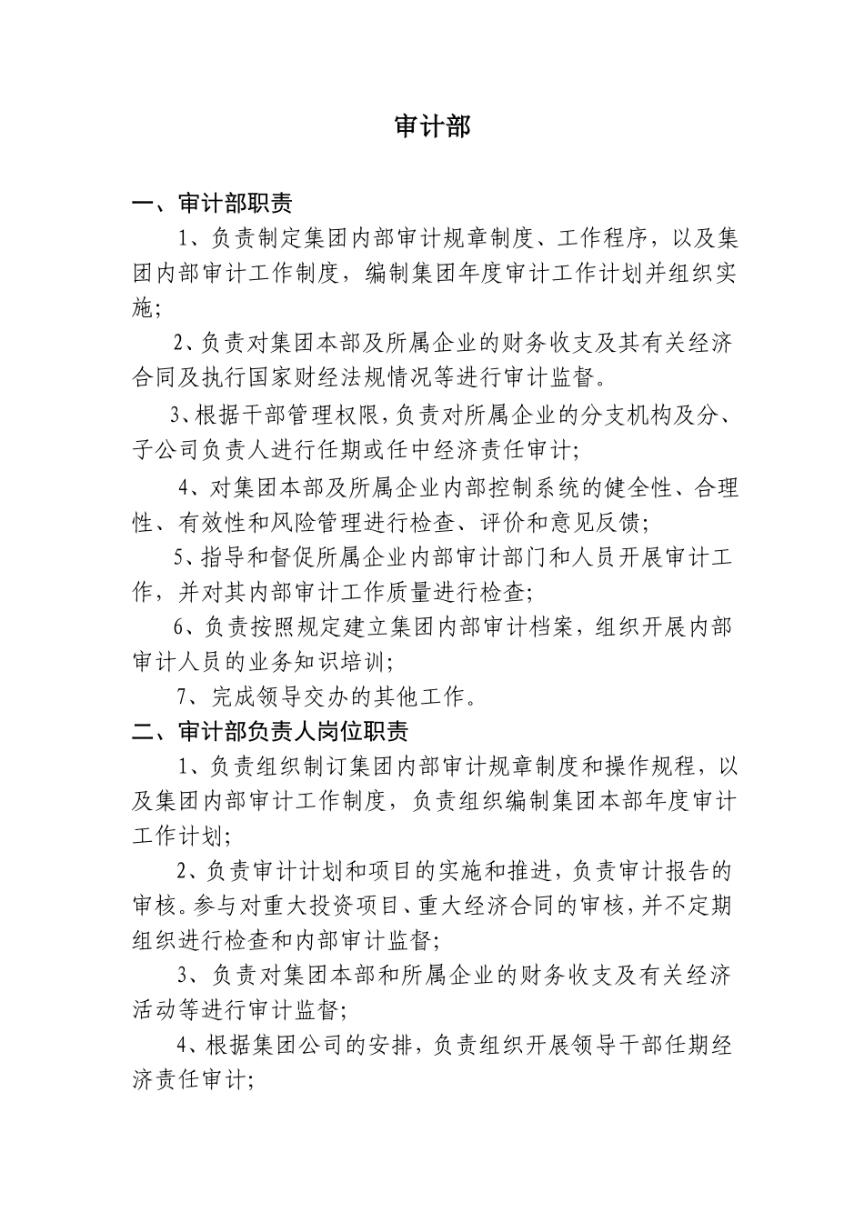(集团)审计部岗位职责_第1页