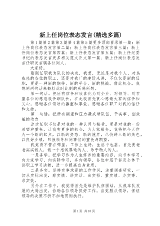 新上任岗位表态发言(精选多篇)