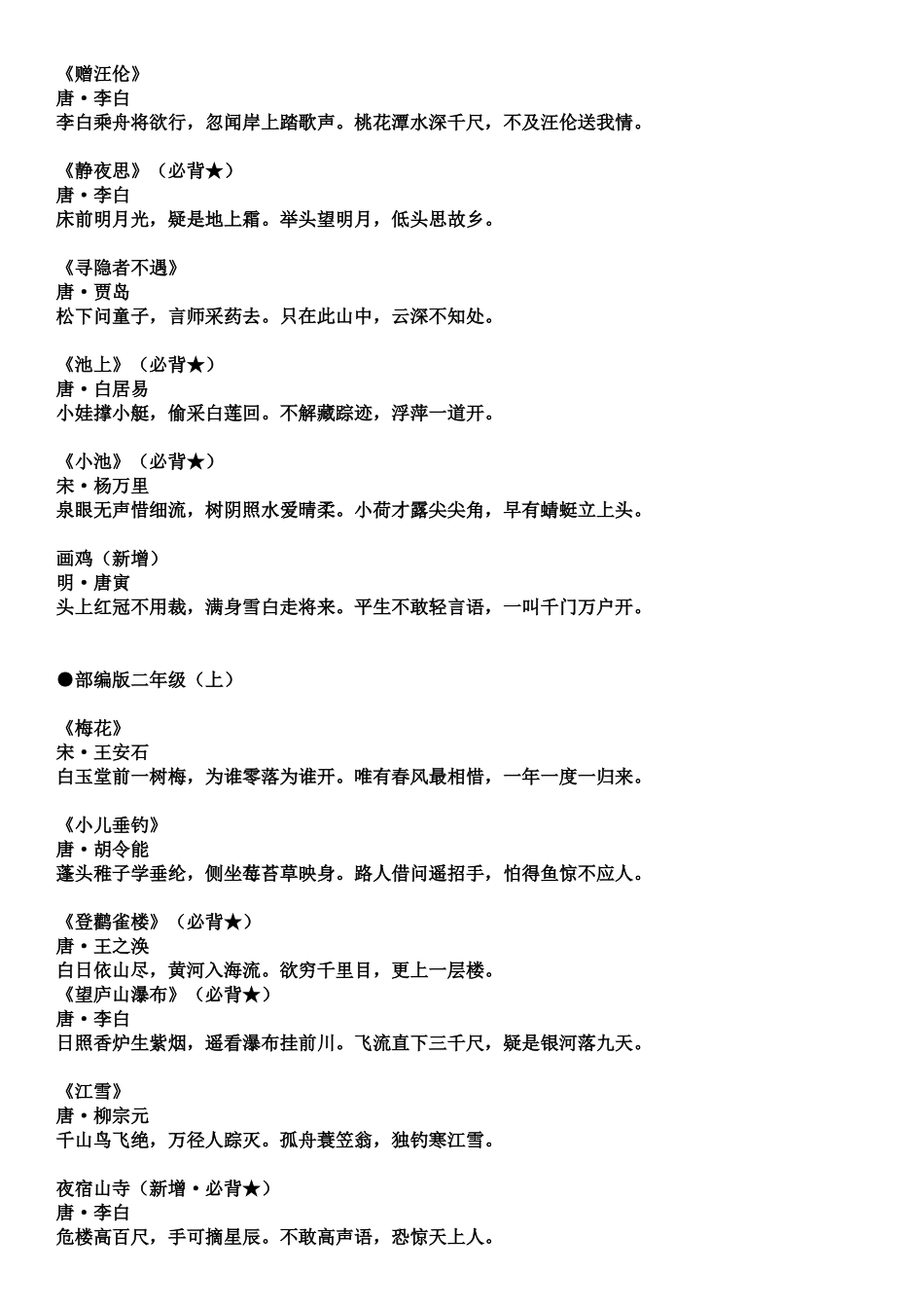 “部编版”1——6年级必背81篇古诗文_第2页