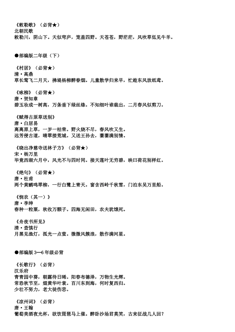 “部编版”1——6年级必背81篇古诗文_第3页