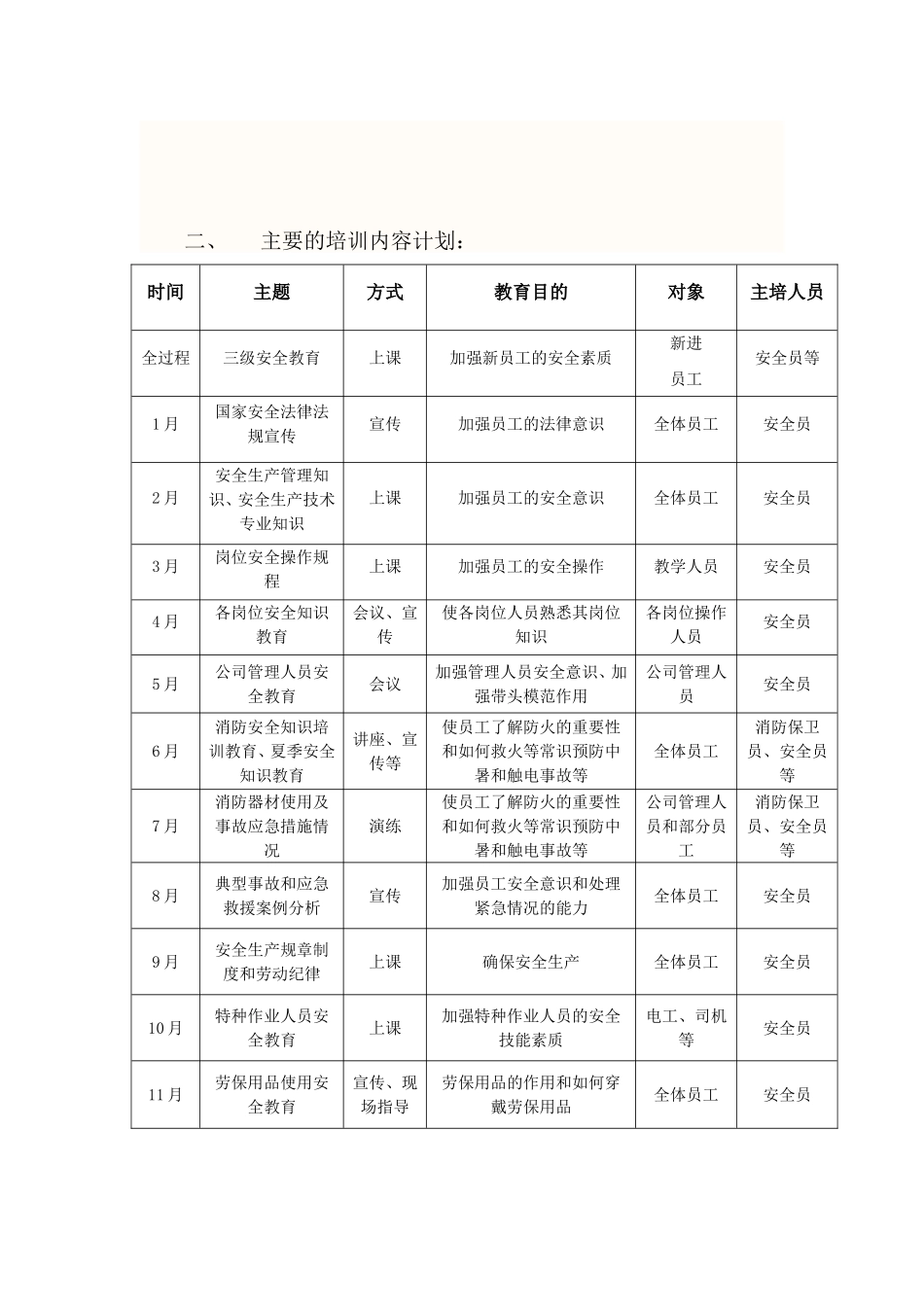 2018年度安全教育培训计划_第2页