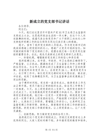 新成立的党支部书记讲话