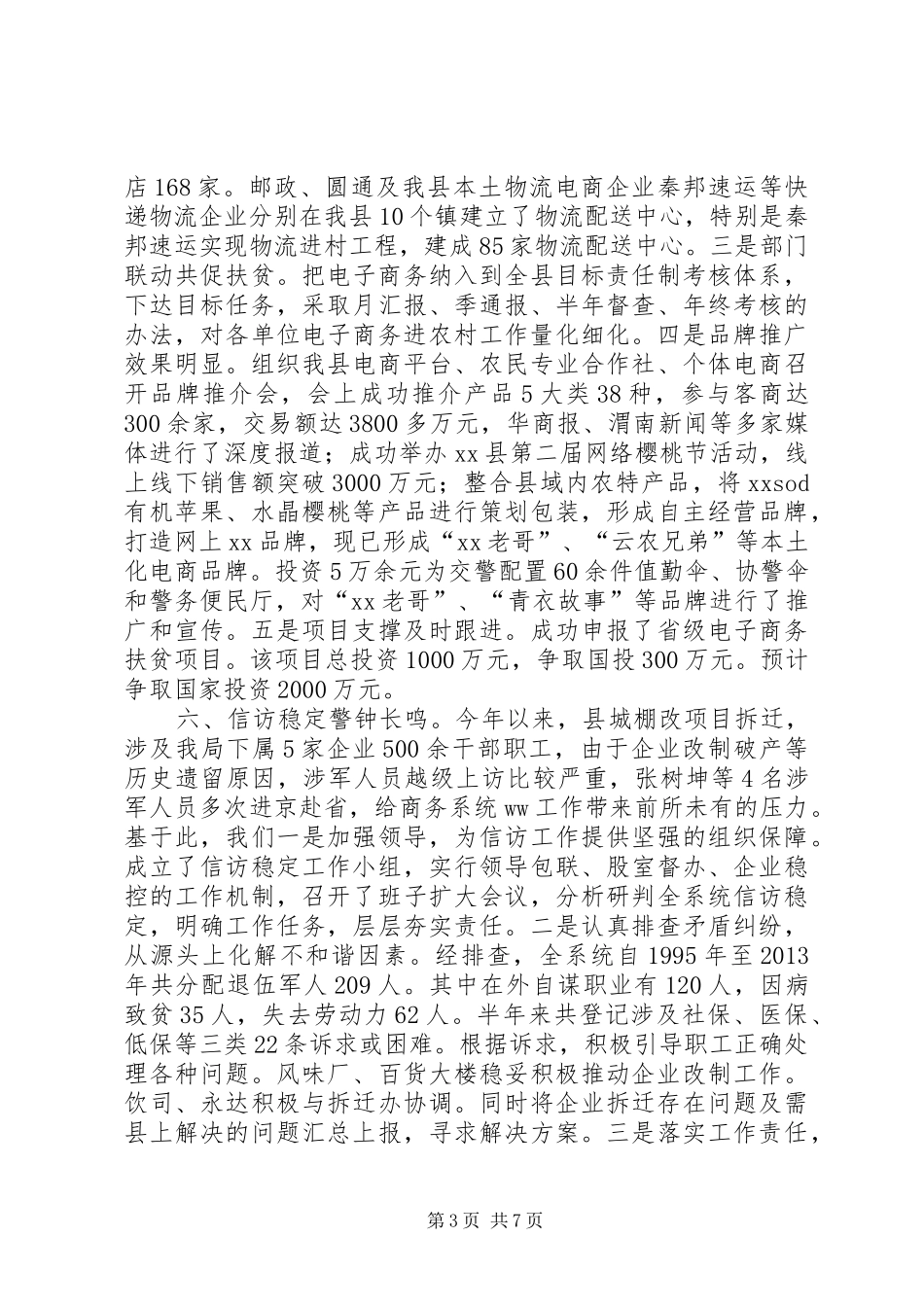 商务局XX年上半年工作总结下半年工作计划_第3页