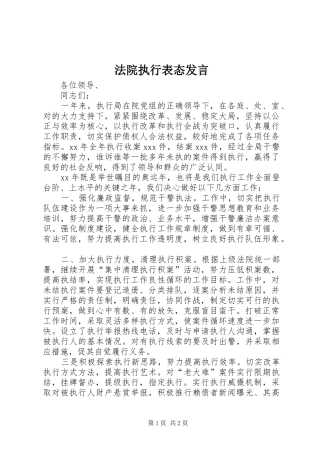 法院执行表态发言