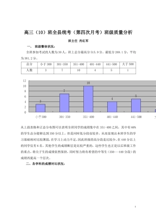 2018高三(10)班统考班级成绩分析