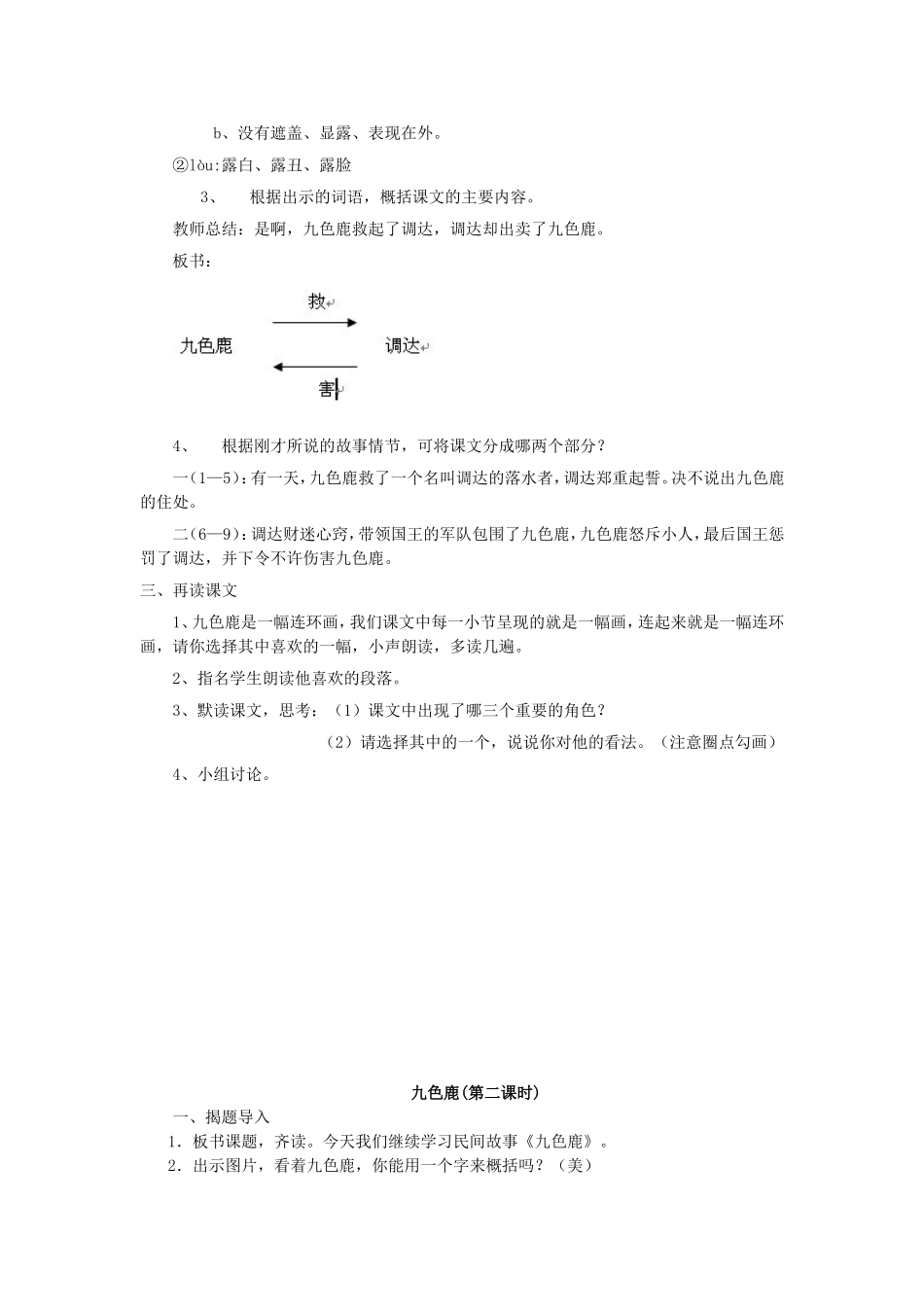 《九色鹿》教学设计_第2页