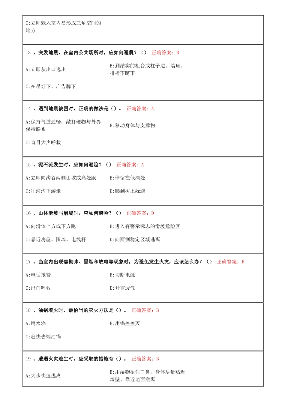 2018 青岛 市民 卫生应急基本知识与技能网络在线培训和答题-单选题100道_第3页