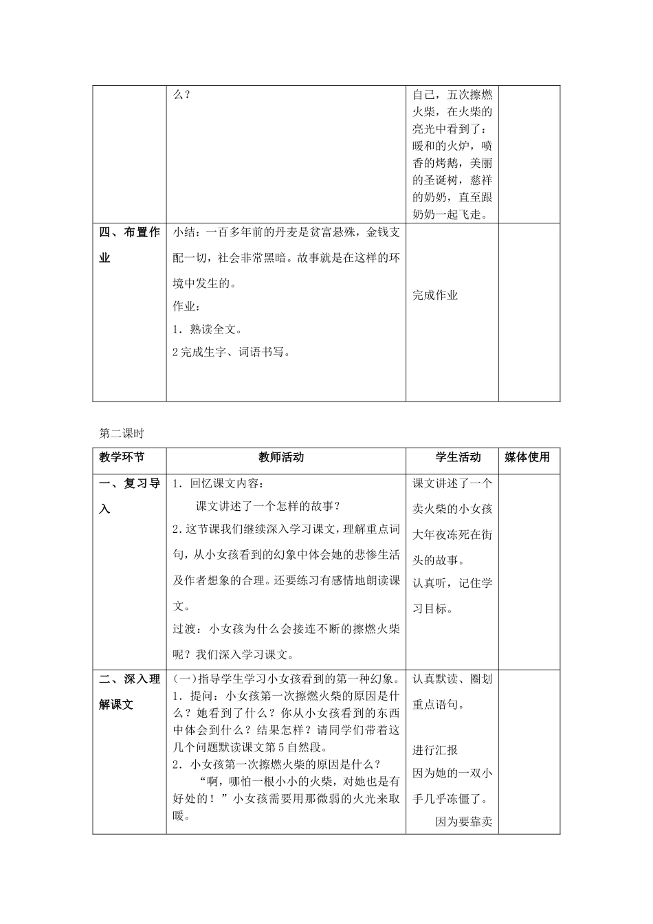 《卖火柴的小女孩》教学设计_第3页