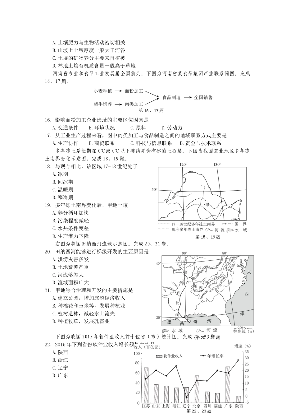 2017年4月浙江省学考选考地理试卷图重绘WORD稿(1)_第3页