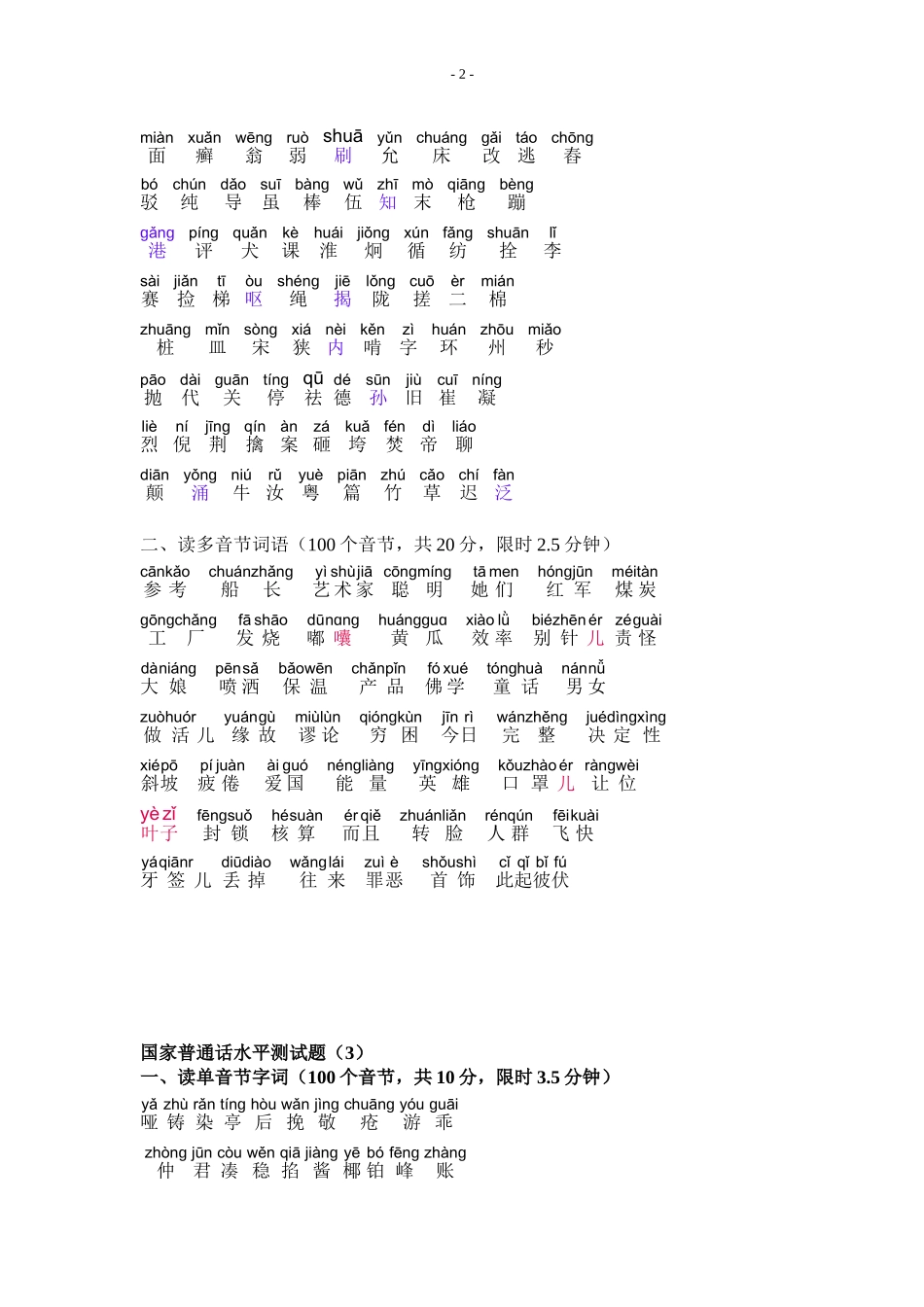 普通话单音节、多音节训练(带注音)_第2页