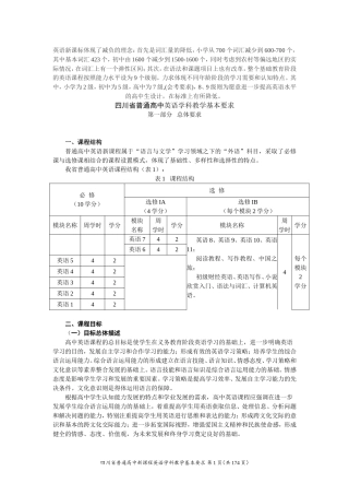 四川省普通高中英语学科教学基本要求