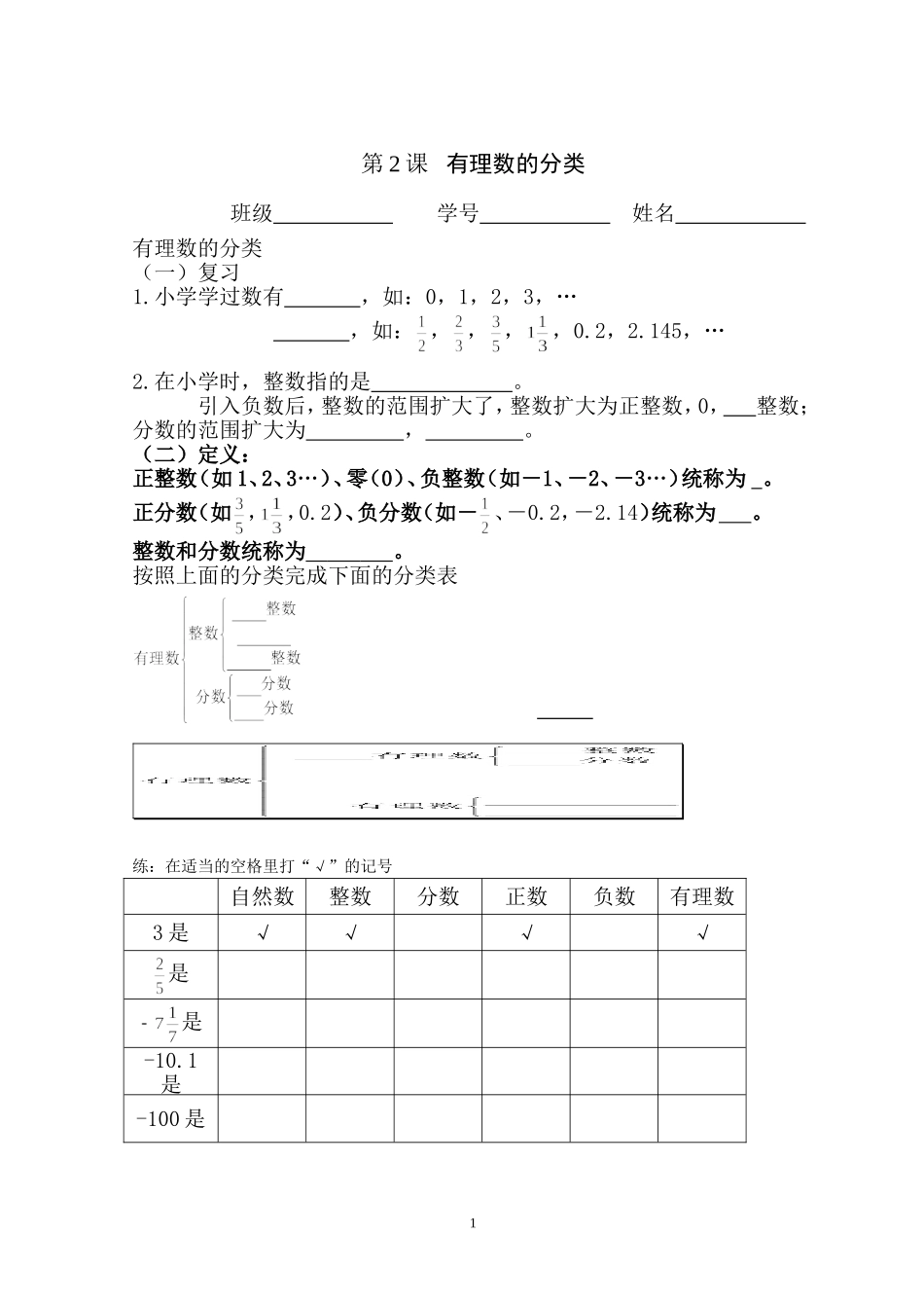 [初一数学]第2课有理数分类_第1页